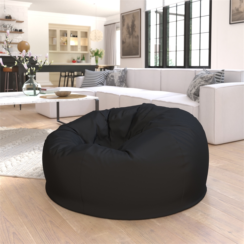Flash Furniture Oversized Solid Black Refillable Bean Bag Chair for All Ages