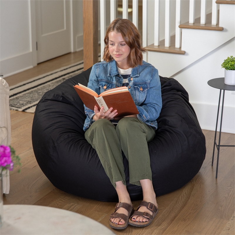Flash Furniture Oversized Solid Black Refillable Bean Bag Chair for All Ages