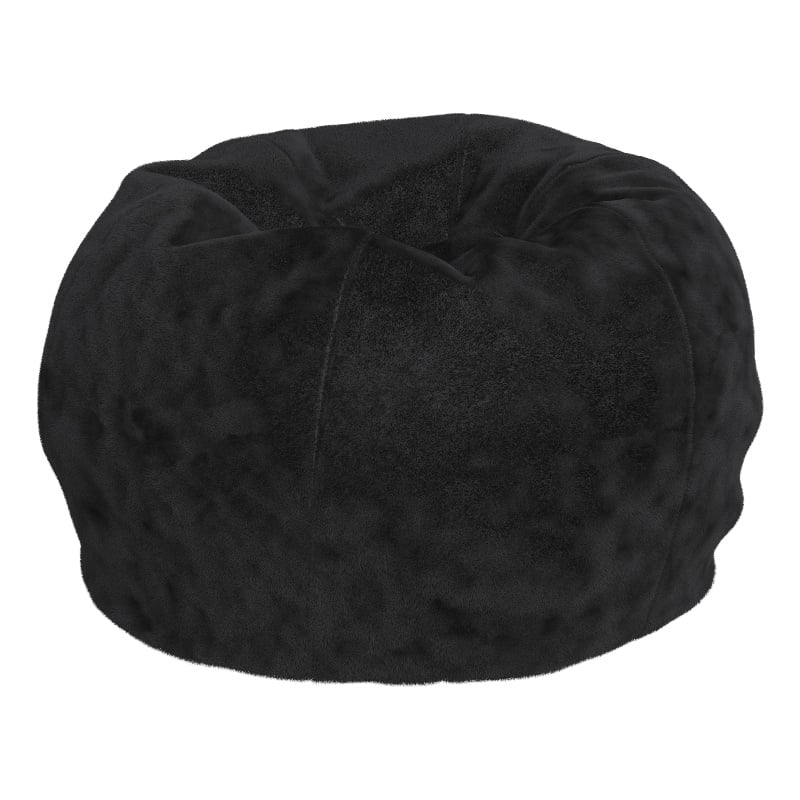 Small Black Furry Refillable Bean Bag Chair for Kids and Teens