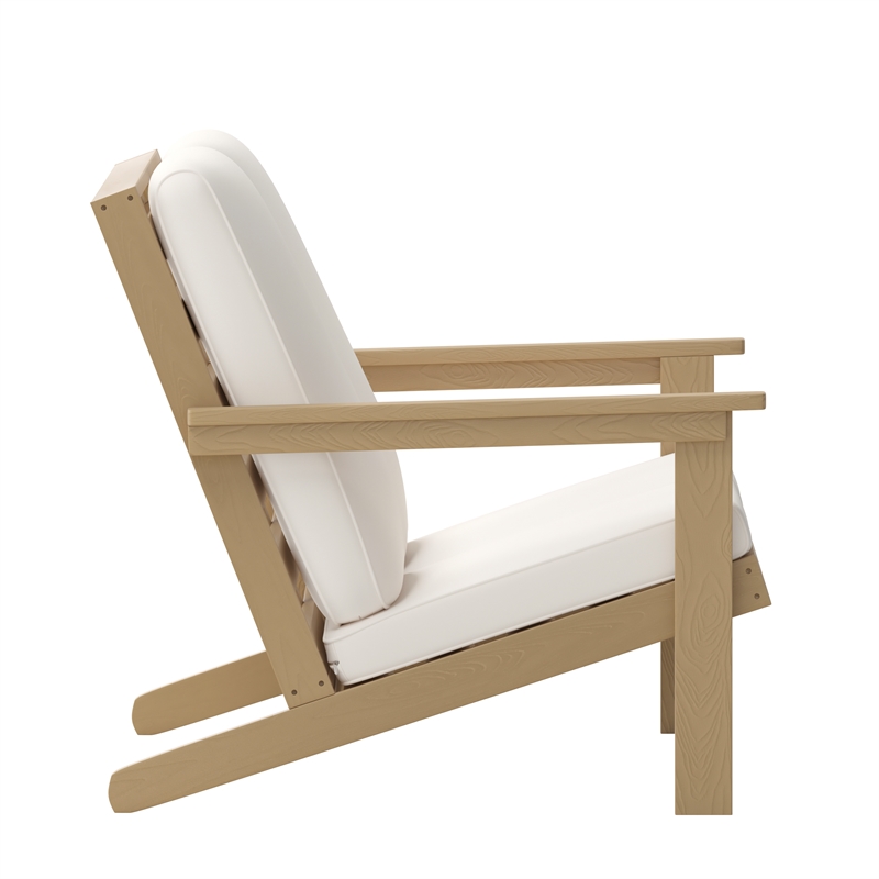 All-Weather Poly Resin Adirondack Loveseat & Cushions - Natural Cedar/Cream