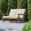 All-Weather Poly Resin Adirondack Loveseat & Cushions - Natural Cedar/Cream