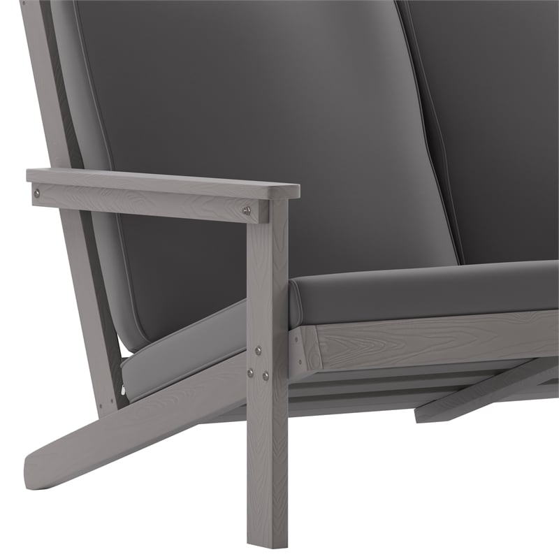 All-Weather Poly Resin Adirondack Loveseat & Cushions - Gray/Gray