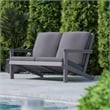 All-Weather Poly Resin Adirondack Loveseat & Cushions - Gray/Gray
