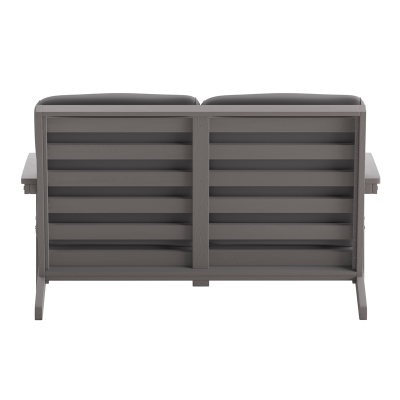 All-Weather Poly Resin Adirondack Loveseat & Cushions - Gray/Gray