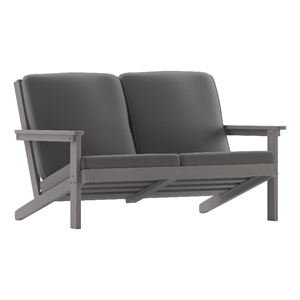 All-Weather Poly Resin Adirondack Loveseat & Cushions - Gray/Gray