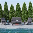 All-Weather Poly Resin Adirondack Loveseat & Cushions - Gray/Gray