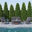 All-Weather Poly Resin Adirondack Loveseat & Cushions - Gray/Gray