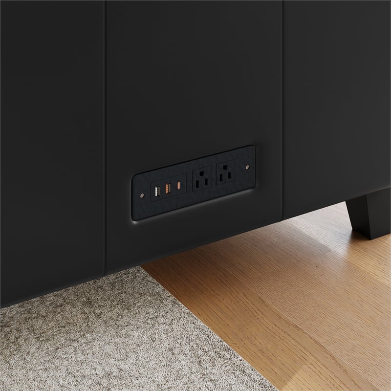 Commercial LeatherSoft Reception Chair with AC/USB/USB-C Charging Ports in Black