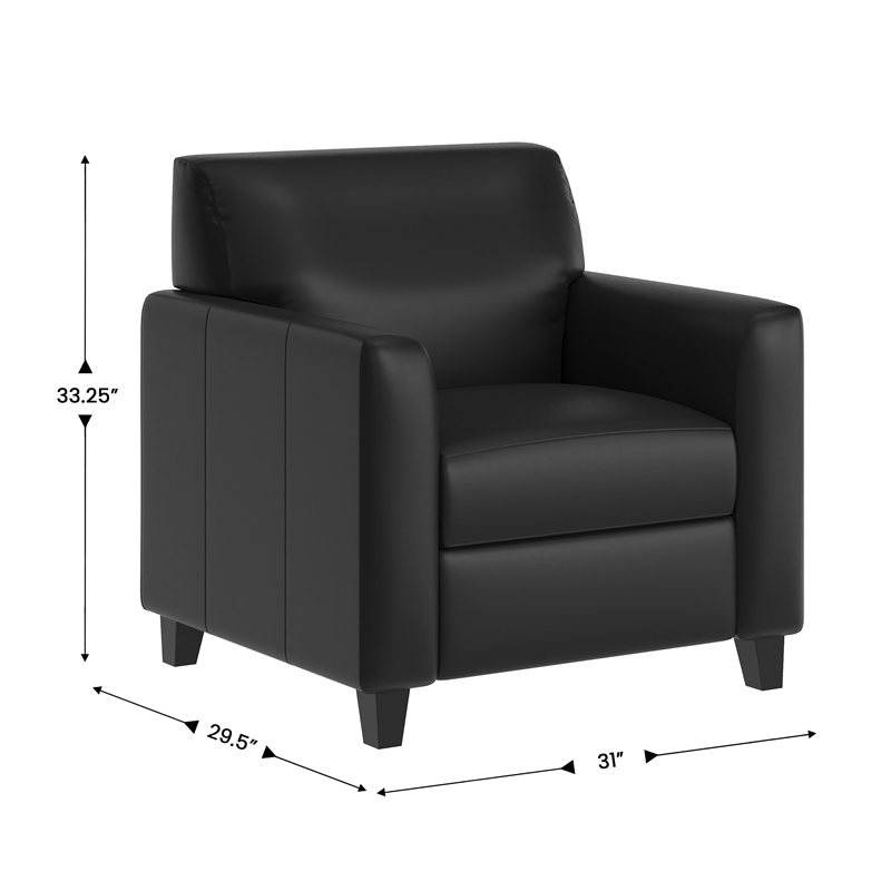 Commercial LeatherSoft Reception Chair with AC/USB/USB-C Charging Ports in Black