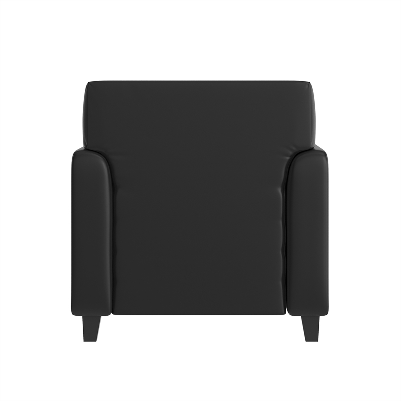 Commercial LeatherSoft Reception Chair with AC/USB/USB-C Charging Ports in Black