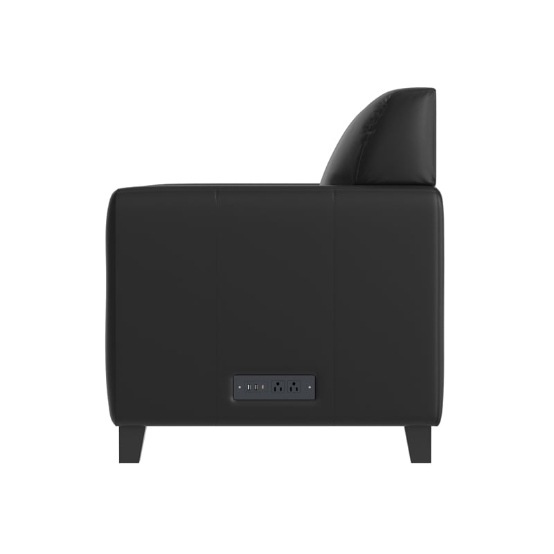Commercial LeatherSoft Reception Chair with AC/USB/USB-C Charging Ports in Black