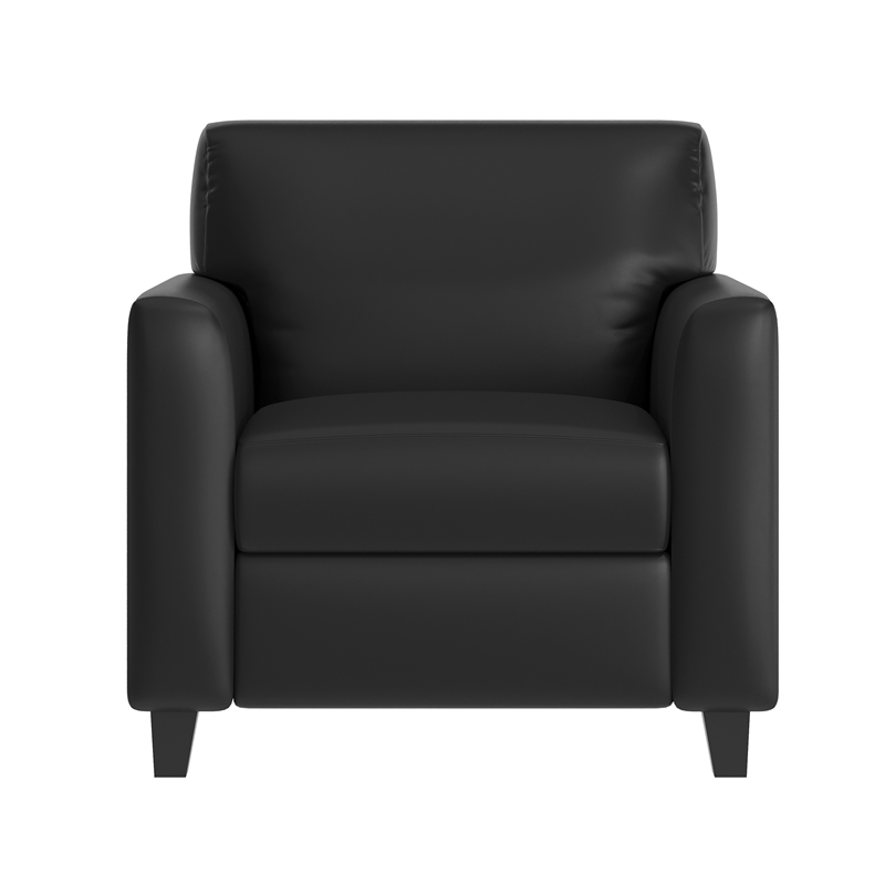 Commercial LeatherSoft Reception Chair with AC/USB/USB-C Charging Ports in Black