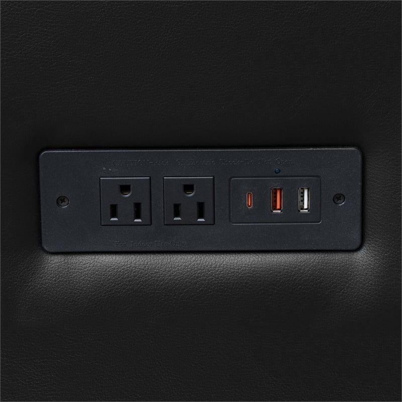 Commercial LeatherSoft Reception Chair with AC/USB/USB-C Charging Ports in Black