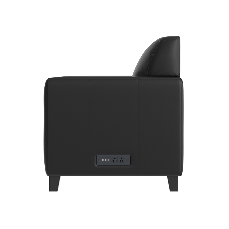 Commercial LeatherSoft Reception Chair with AC/USB/USB-C Charging Ports in Black