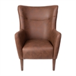 Commercial Wingback Accent Chair with Wooden Legs in Dark Brown Faux Leather