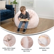 Small Blush Furry Refillable Bean Bag Chair for Kids and Teens