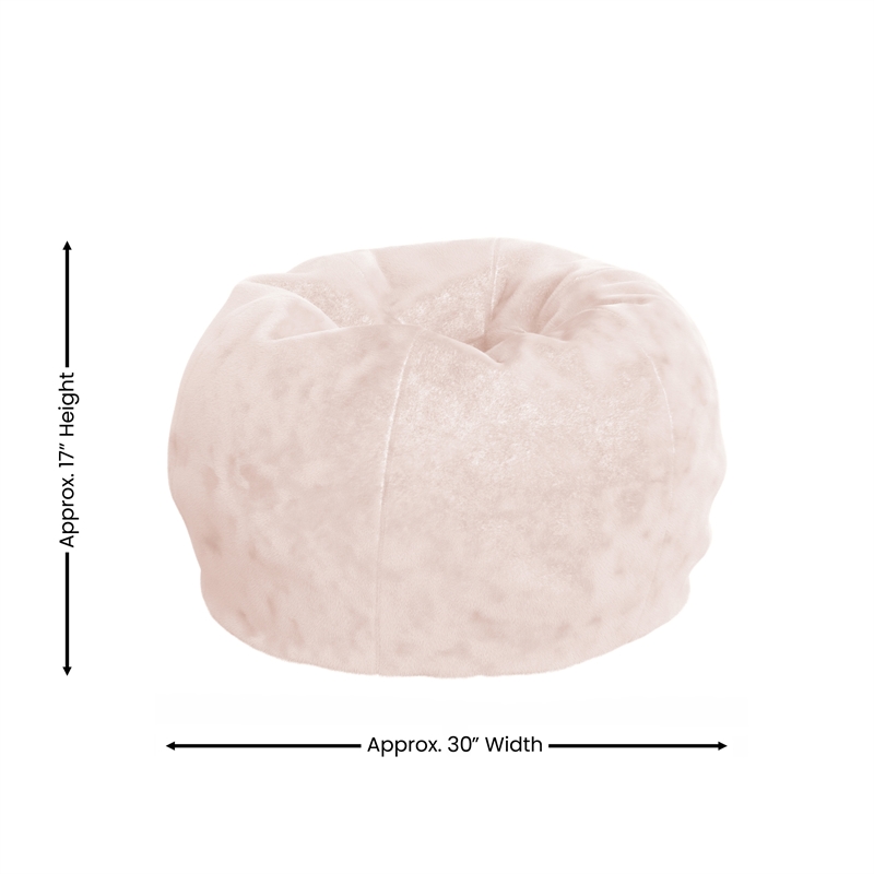 Small Blush Furry Refillable Bean Bag Chair for Kids and Teens