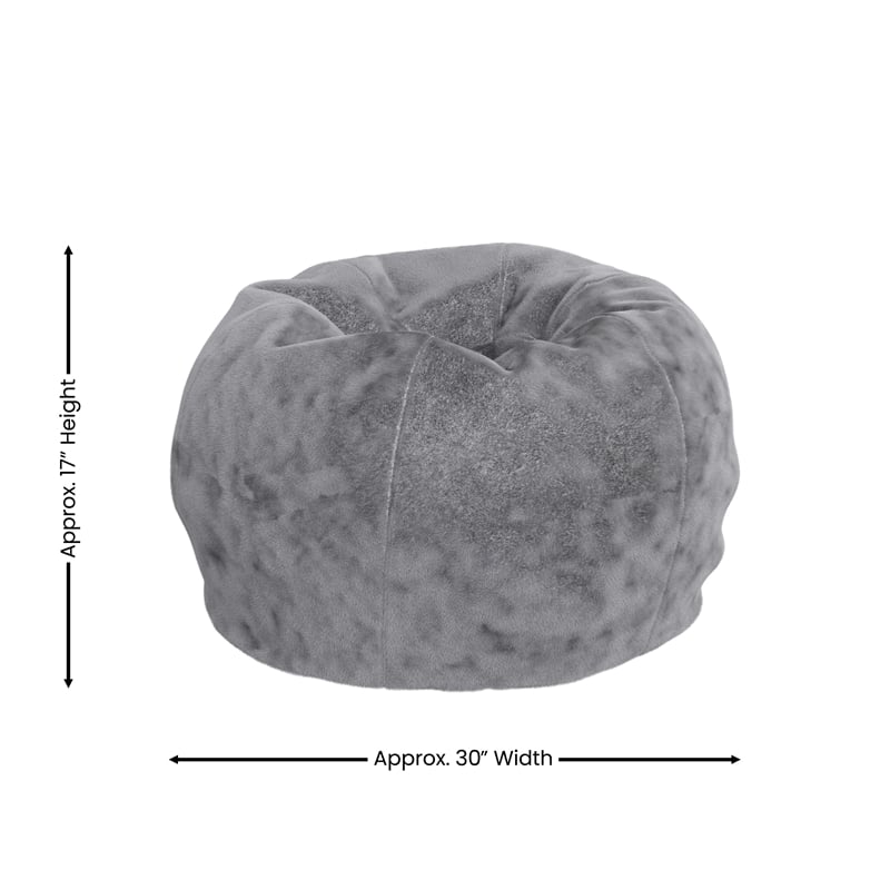 Flash Furniture Small Gray Furry Refillable Bean Bag Chair for Kids and Teens