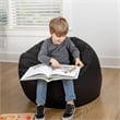 Small Solid Black Refillable Bean Bag Chair for Kids and Teens