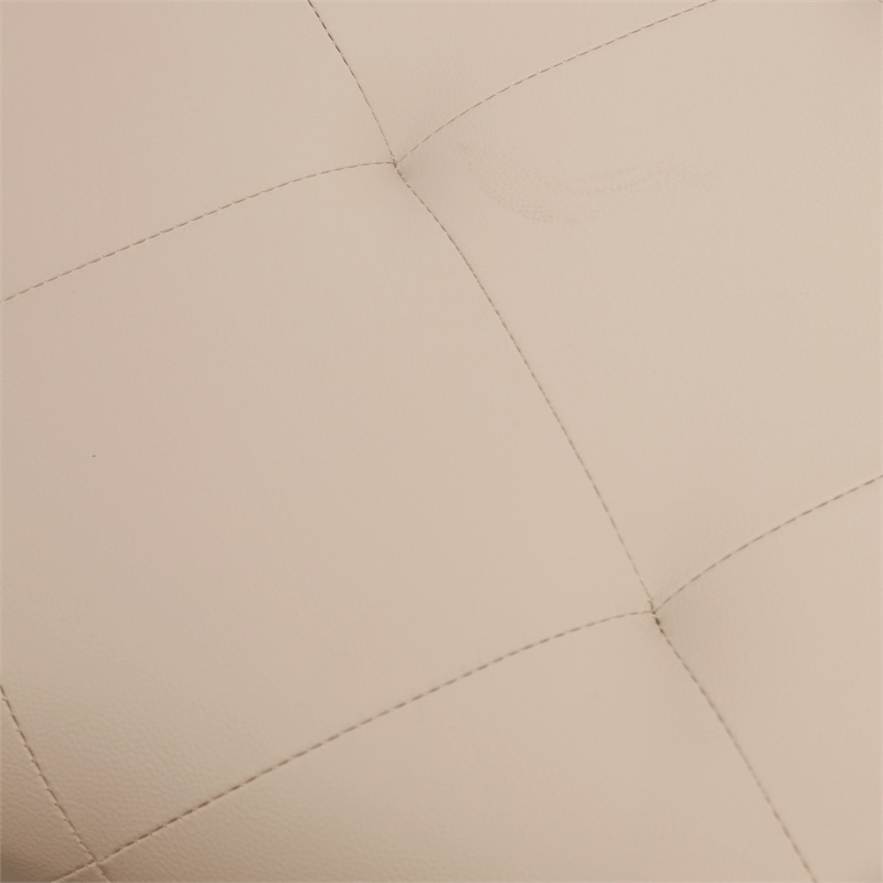 Square LeatherSoft Tufted Ottoman with Black Metal Frame in Beige