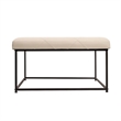 Square LeatherSoft Tufted Ottoman with Black Metal Frame in Beige