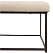 Square LeatherSoft Tufted Ottoman with Black Metal Frame in Beige