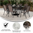 Commercial 7 Pc Outdoor Patio Dining Set with Glass Table and 6 Chairs - Brown
