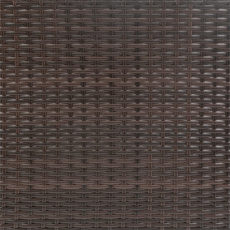 Indoor/Outdoor Wicker Rattan Patio Bar Counter Table with Two Shelves in Brown