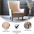 Commercial Wingback Accent Chair with Wooden Legs in Light Brown Faux Leather