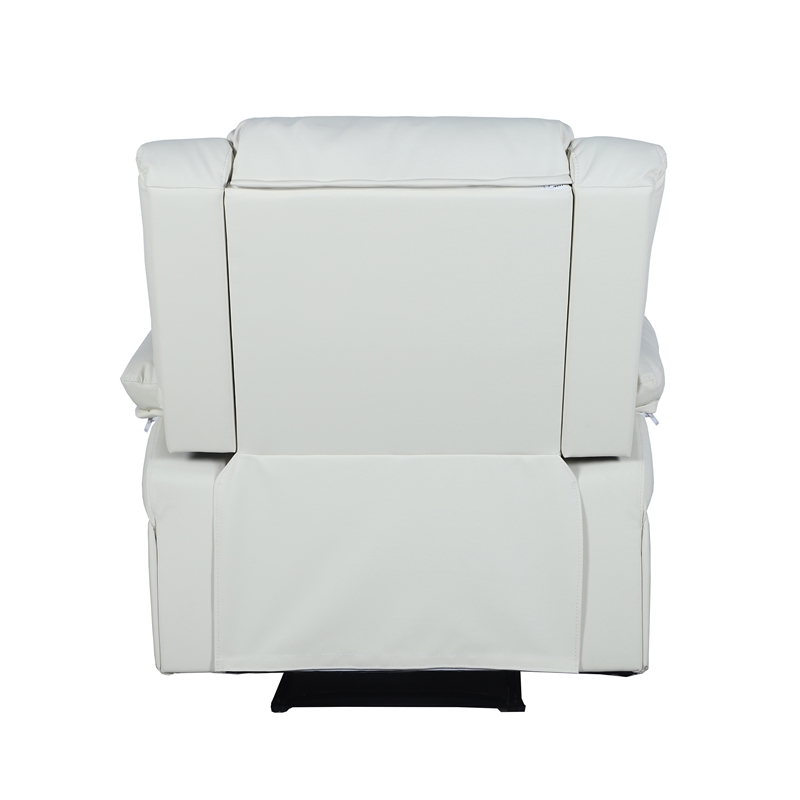 Contemporary Cream LeatherSoft Pillow Back Recliner - Living Room Furniture