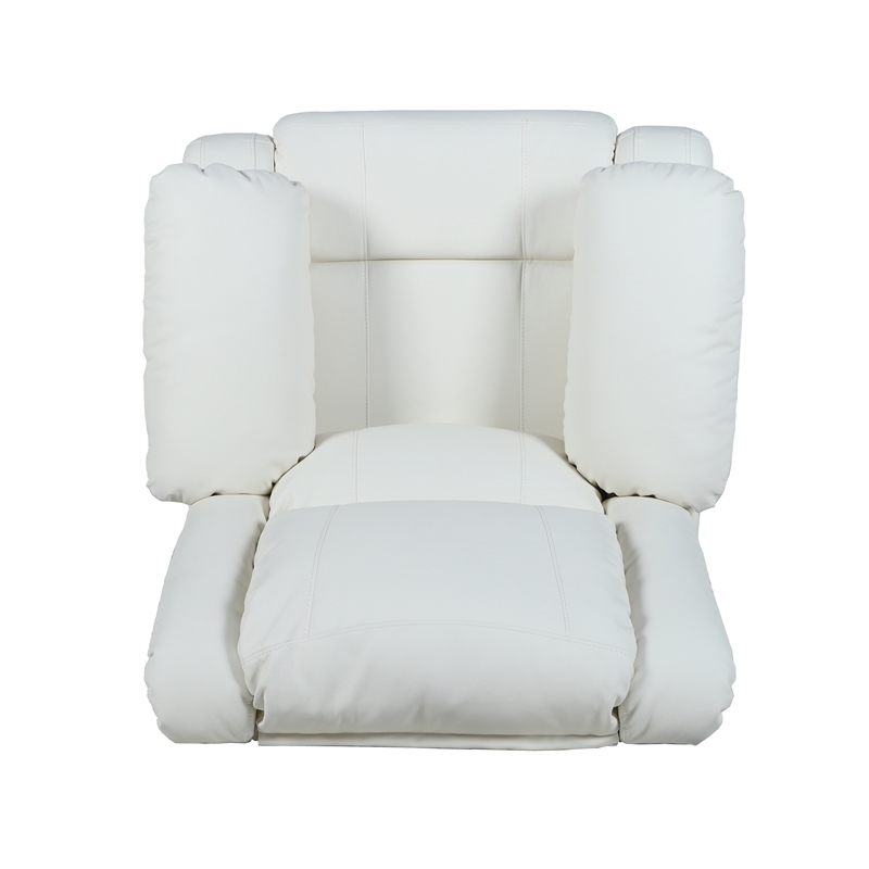 Contemporary Cream LeatherSoft Pillow Back Recliner - Living Room Furniture