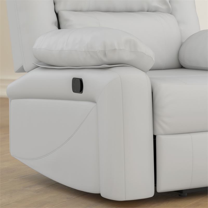 Contemporary Cream LeatherSoft Pillow Back Recliner - Living Room Furniture