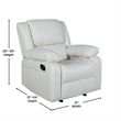 Contemporary Cream LeatherSoft Pillow Back Recliner - Living Room Furniture