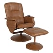 Brown LeatherSoft Massaging Adjustable Recliner w/Ottoman w/Side Pocket