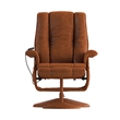 Massaging and Heat Controlled Recliner & Ottoman Set in Brown LeatherSoft
