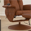 Massaging and Heat Controlled Recliner & Ottoman Set in Brown LeatherSoft