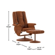 Massaging and Heat Controlled Recliner & Ottoman Set in Brown LeatherSoft