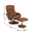 Brown LeatherSoft Massaging Multi-Position Recliner w/Side Pocket &Ottoman