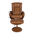 Brown LeatherSoft Massaging Multi-Position Recliner w/Side Pocket &Ottoman