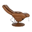 Brown LeatherSoft Massaging Multi-Position Recliner w/Side Pocket &Ottoman