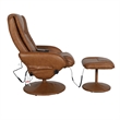 Brown LeatherSoft Massaging Multi-Position Recliner w/Side Pocket &Ottoman