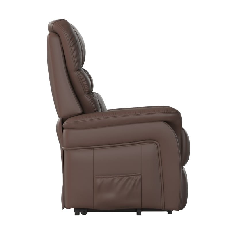 Cognac LeatherSoft Remote Powered Lift Recliner for Elderly - Medical Furniture