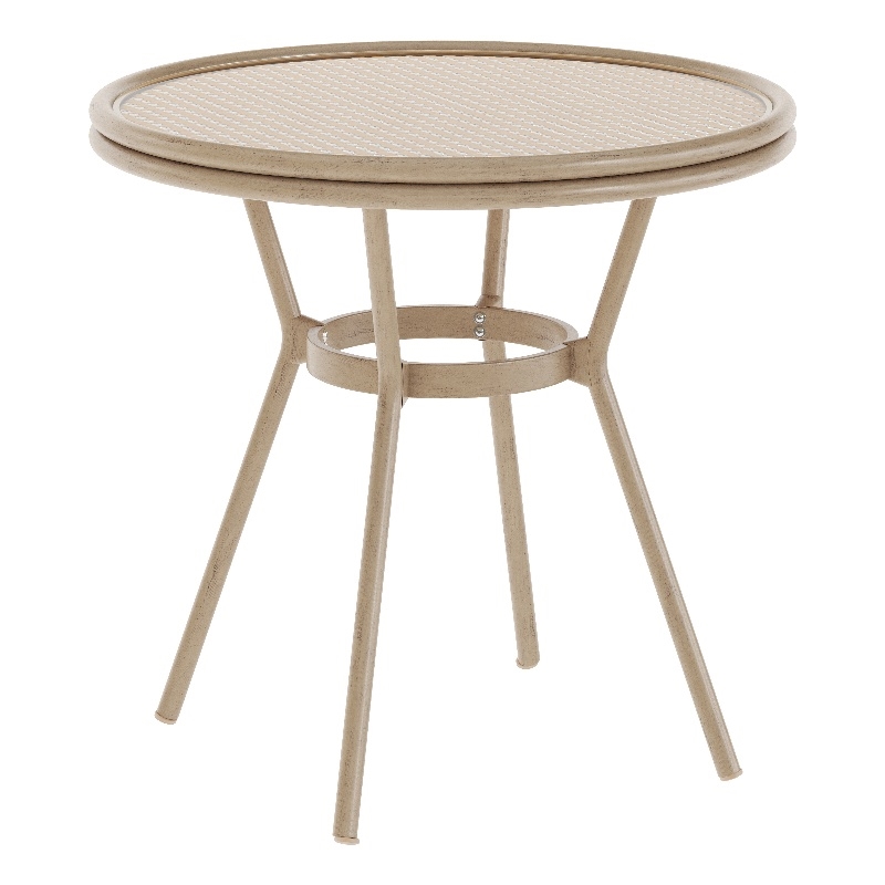 Indoor/Outdoor Commercial Glass Top Bistro Table in Natural/White