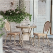 Indoor/Outdoor Commercial Glass Top Bistro Table in Natural/White