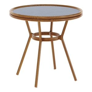 Indoor/Outdoor Commercial Glass Top Bistro Table in Navy/White