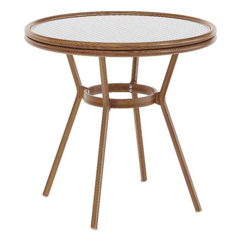 Indoor/Outdoor Commercial Glass Top Bistro Table in White/Gray