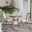 Indoor/Outdoor Commercial Glass Top Bistro Table in White/Gray
