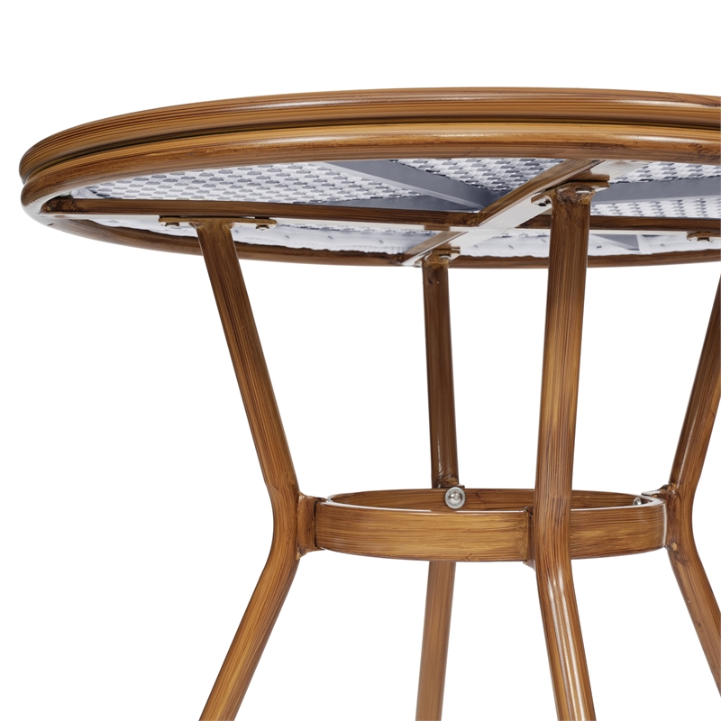 Indoor/Outdoor Commercial Glass Top Bistro Table in White/Gray