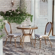 Indoor/Outdoor Commercial Glass Top Bistro Table in White/Navy