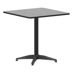 27.5&quot Square Metal Smooth Top Indoor-Outdoor Table with Base - Black